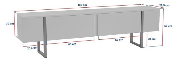 TV stolek v dekoru ořechu v tmavě přírodní barvě 180x50x29,5 cm Serenity – Kalune Design