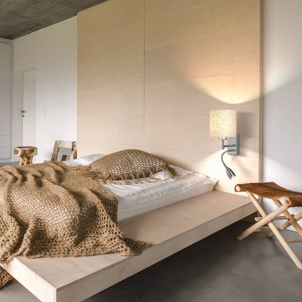 FISCHER & HONSEL Nástěnné světlo Dreamer LED lampa na čtení nikl/plátno písková, Hliník / šedá / zinek, Obývací pokoj / jídelna, kov, Lampička na čtení