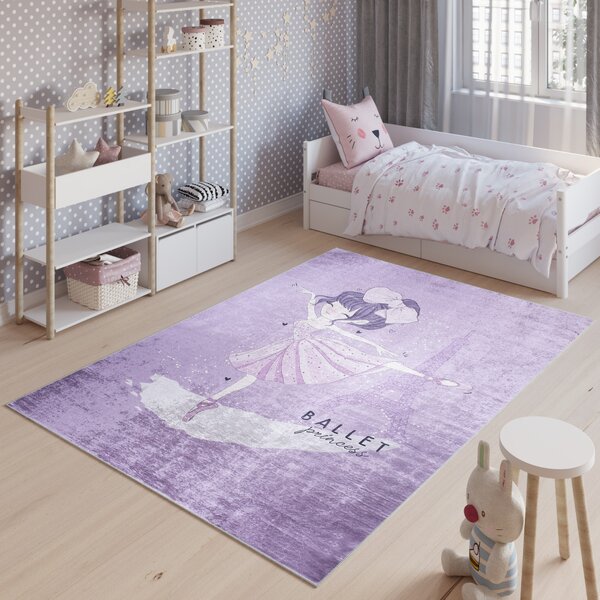 Makro Abra Dětský kusový koberec vhodný k praní BAMBINO 41960 Baletka protiskluzový fialový Rozměr: 120x170 cm