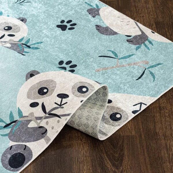Makro Abra Dětský kusový koberec vhodný k praní BAMBINO 36460 Medvídci Koala protiskluzový modrý krémový Rozměr: 80x150 cm