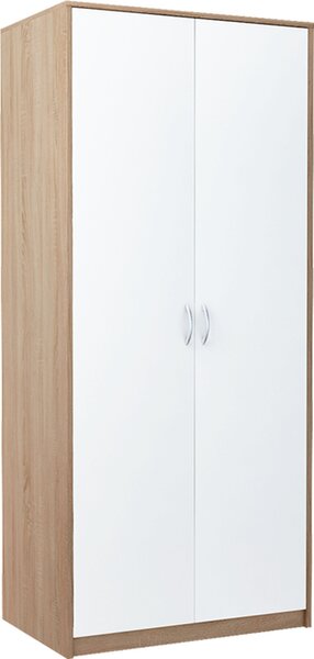Dvoudveřová šatní skříň VILIA - šířka 85 cm, dub sonoma / bílá