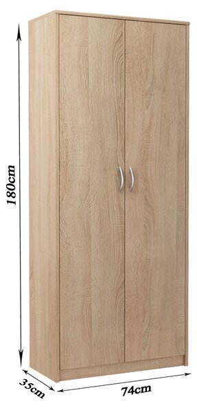 Policová skříň LUCETTE - šířka 74 cm, dub sonoma