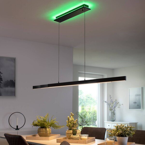 Q-Smart-Home Paul Neuhaus Q-ARIAN LED závěsné světlo, antracit, stmívatelný, Černá, Obývací pokoj / jídelna, kov, Moderní