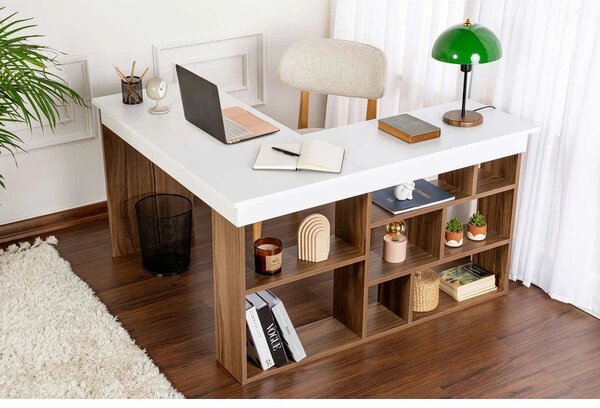 Rohový pracovní stůl v dekoru ořechu 120x130 cm Vesper – Kalune Design