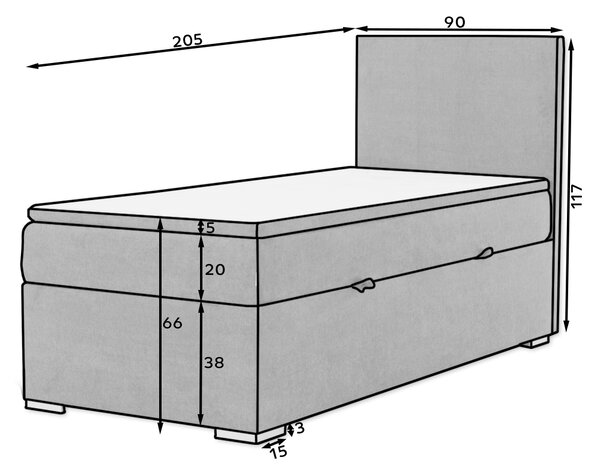 Boxspring Rocco 90x200 Materiál / Dekor: Sawana 05, Orientace: Levá