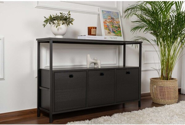Černý matný konzolový stolek 29,5x120 cm Solace – Kalune Design