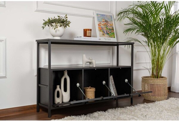 Černý matný konzolový stolek 29,5x120 cm Solace – Kalune Design