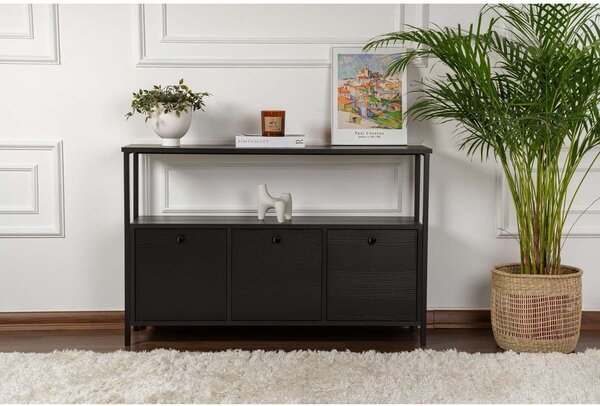 Černý matný konzolový stolek 29,5x120 cm Solace – Kalune Design