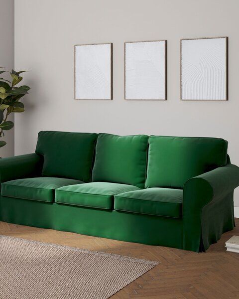 Potah na pohovku IKEA Ektorp 3-místná, nerozkládací barva zelená látka lesklé, sametová