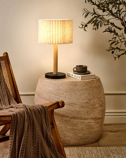 Stolní lampa BELESSA Len Světle béžová