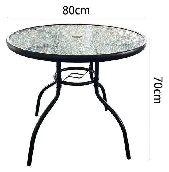 TRENDIE Zahradní stolek se sklem 80 cm kulatý