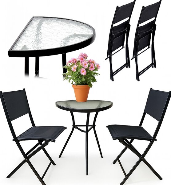 TRENDIE Sestava zahradního nábytku - 2 židle a stůl 70cm poloviční