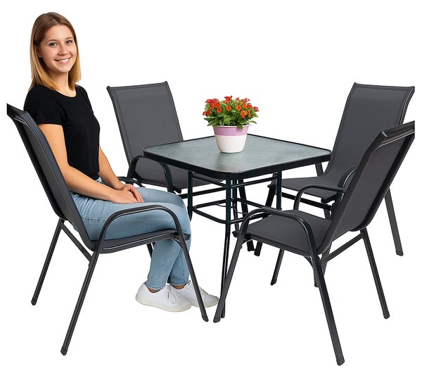 TRENDIE Sestava zahradního nábytku - 4 židle a stůl 80x80cm