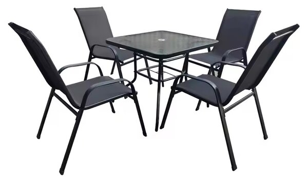 TRENDIE Sestava zahradního nábytku - 4 židle a stůl 80x80cm