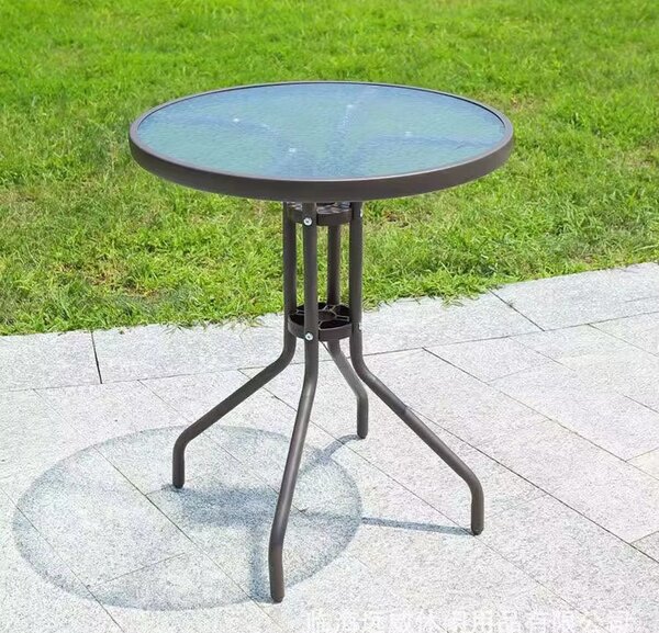 TRENDIE Zahradní stolek se sklem 60 cm kulatý