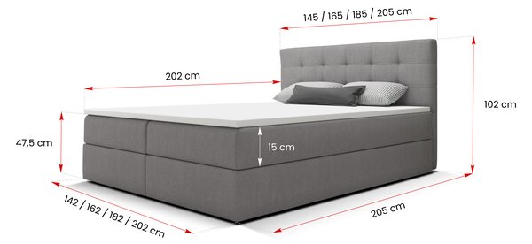 Manželská postel 140x200 s úložným prostorem STIG 2 - antracit