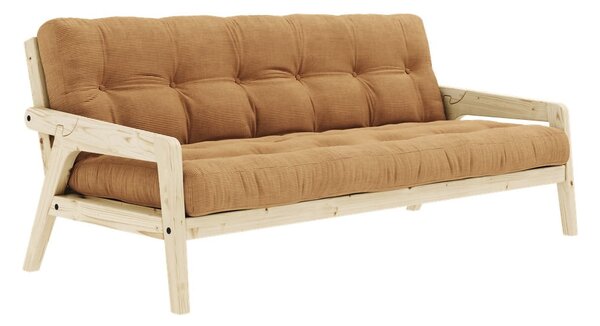 Manšestrová rozkládací pohovka v hořčicovo-hnědé barvě 204 cm Grab Clear – Karup Design