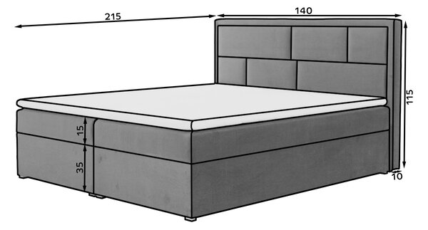 Eltap Čalouněná postel Meron s úložným prostorem Materiál a barva potahu: Dora 95 - šedá, Rozměr: 140x200