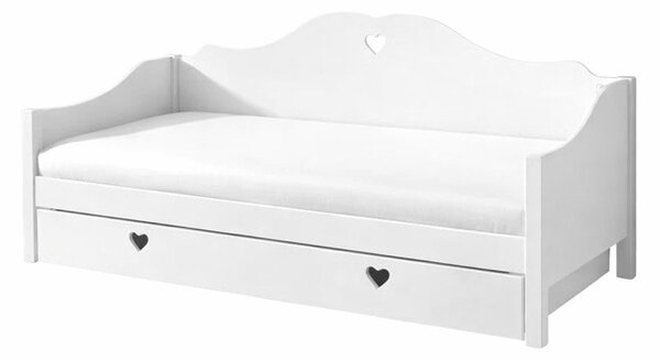 Bílá dětská postel z borovicového dřeva s výsuvným lůžkem s úložným prostorem 90x200 cm AMORI – Vipack