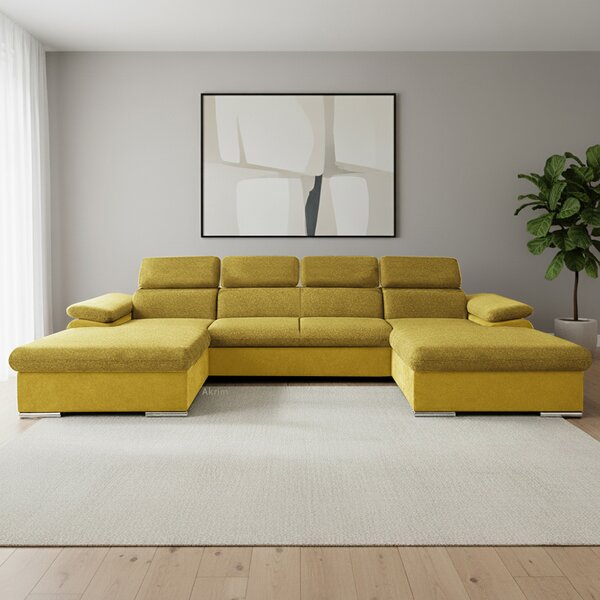 Sedací souprava COOL III | 191x350x191 cm | rozkládací + 2x úložný prostor | žlutá 07/08