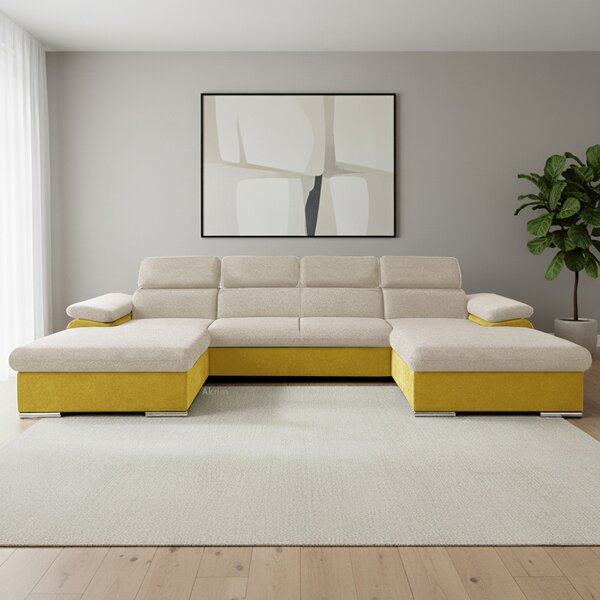 Sedací souprava COOL III | 191x350x191 cm | rozkládací + 2x úložný prostor | krémovo žlutá 01/08