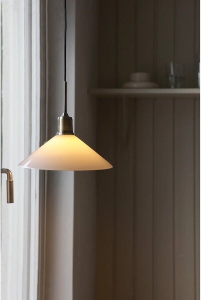 Závěsné svítidlo se skleněným stínidlem v bílo-mosazné barvě ø 25 cm Vela – Markslöjd