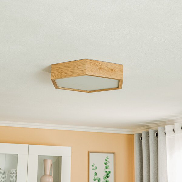 Stropní lampa Lamkur, Hagen, stmívatelné, Dřevo, Obývací pokoj, Dřevo