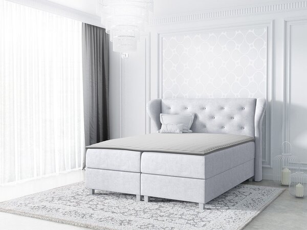 Hotelová manželská postel 180x200 TANIS - šedá + topper ZDARMA