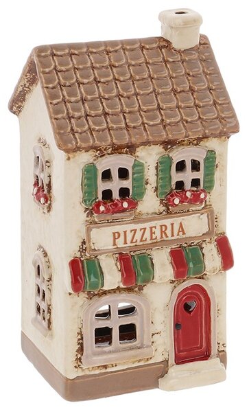 Keramický svícen Domek - Pizzerie 17 cm