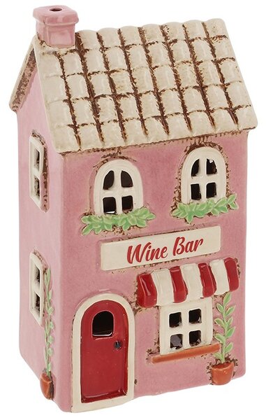 Keramický svícen Domek - Vínový bar 20 cm