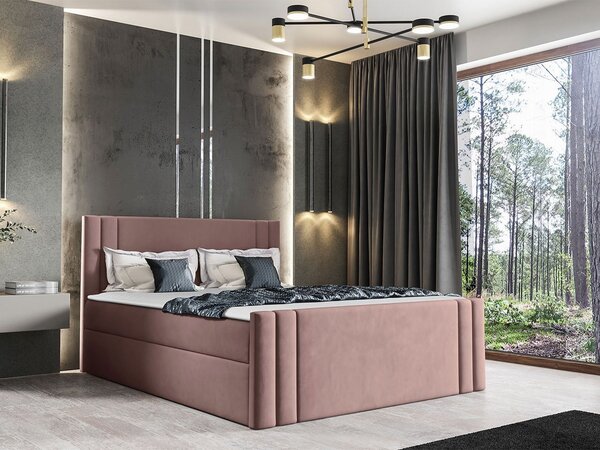 Americká jednolůžková postel 120x200 VITORIA - růžová + topper ZDARMA