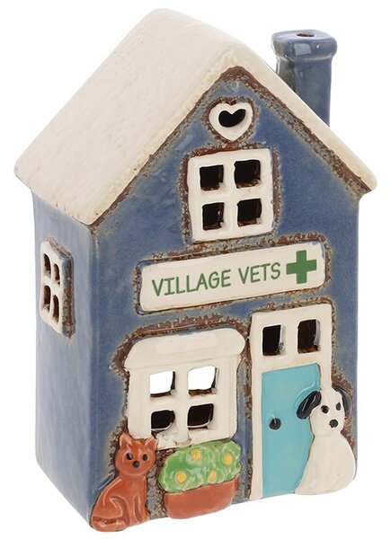 Keramický svícen Domek - Farma – Vesničtí veterináři 15 cm