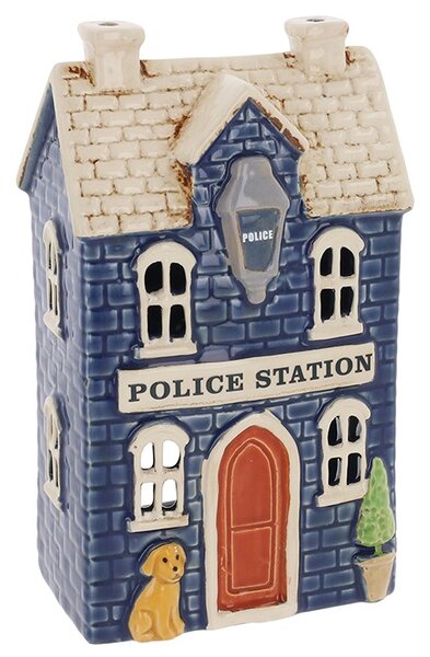 Keramický svícen Domek - Policejní stanice 16 cm