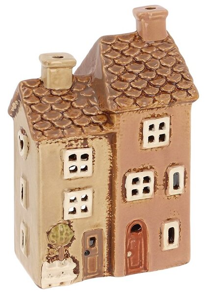 Keramický svícen Domek - dvojdům 15 cm