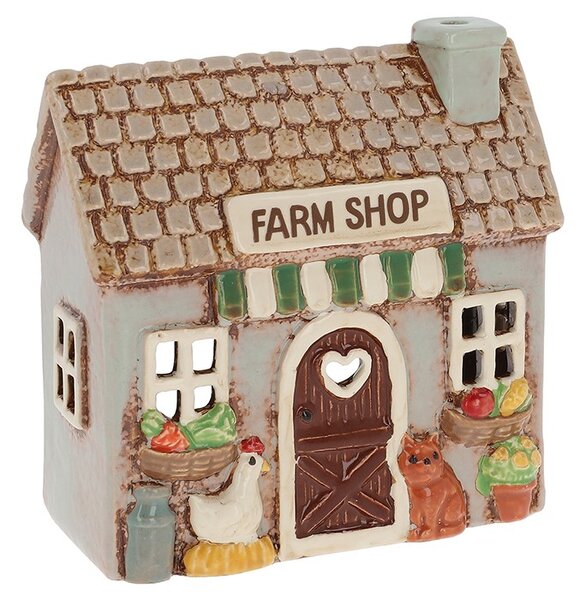 Keramický svícen Domek - Farma – Farmářský obchod 15 cm