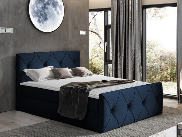 Kontinentální manželská postel 180x200 LITZY 2 - modrá + topper ZDARMA