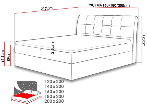Hotelová manželská postel 200x200 LUPE - béžová ekokůže + topper ZDARMA