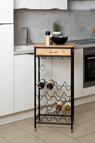 Wenko Loft stojan na láhve 48x30x95 cm černá-hnědá 50705100