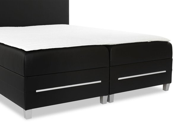 Boxspringová manželská postel 160x200 MARIELA - šedá ekokůže + topper a LED osvětlení ZDARMA