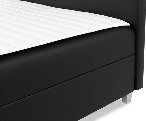 Boxspringová manželská postel 160x200 MARIELA - šedá ekokůže + topper a LED osvětlení ZDARMA