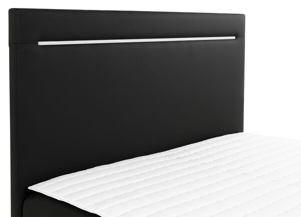 Boxspringová manželská postel 160x200 MARIELA - šedá ekokůže + topper a LED osvětlení ZDARMA