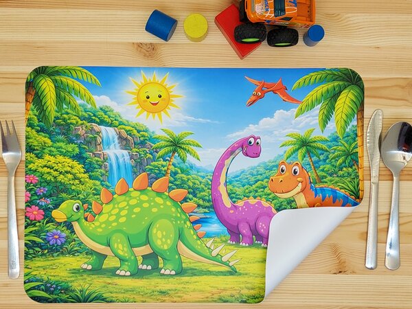 PokojovaDekorace.cz, Dětské prostírání - 114, Dinosauři u vodopádu, 43x30cm