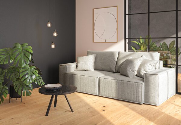 Rozkládací třímístná pohovka Melow s úložným prostorem 250 cm světle šedá