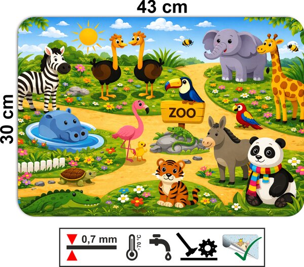 PokojovaDekorace.cz, Dětské prostírání - 115, Zvířátka v zoo, 43x30cm