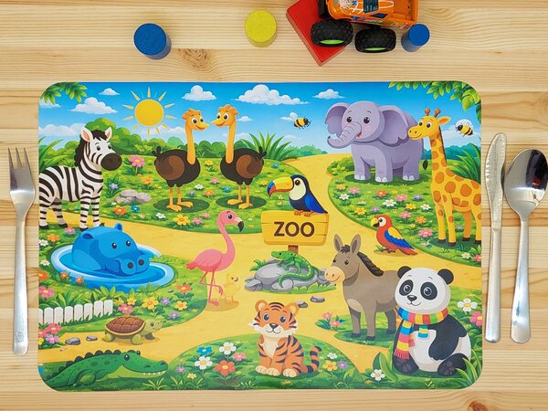 PokojovaDekorace.cz, Dětské prostírání - 115, Zvířátka v zoo, 43x30cm