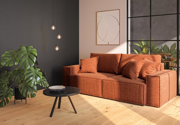 Rozkládací třímístná pohovka Melow s úložným prostorem 250 cm oranžová