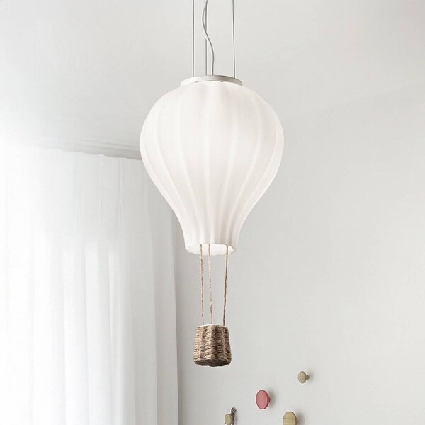 IDEAL LUX Závěsné světlo Ideal Lux Dream Big, bílé, opálové sklo, Ø 42 cm, Bílá / opál, Obývací pokoj / jídelna, Sklo, Moderní