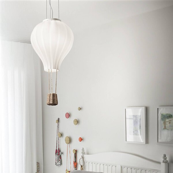 IDEAL LUX Závěsné světlo Ideal Lux Dream Big, bílé, opálové sklo, Ø 42 cm, Bílá / opál, Obývací pokoj / jídelna, Sklo, Moderní