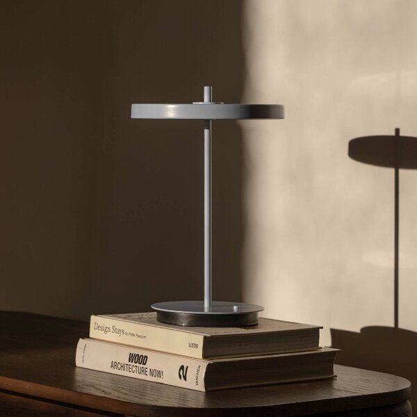 UMAGE LED stolní lampa Asteria Move, světle modrá, 31 cm, stmívatelný, Modrá, Obývací pokoj / jídelna, kov, Design