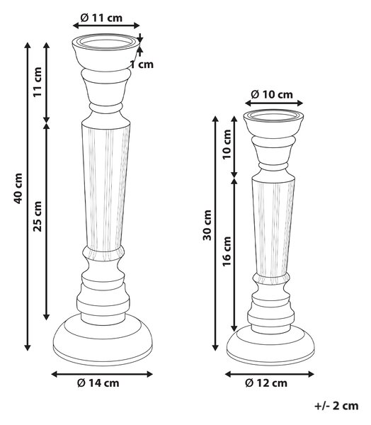Sada 2 svícnů DARWA 30/40 cm Mangové dřevo Světle hnědá